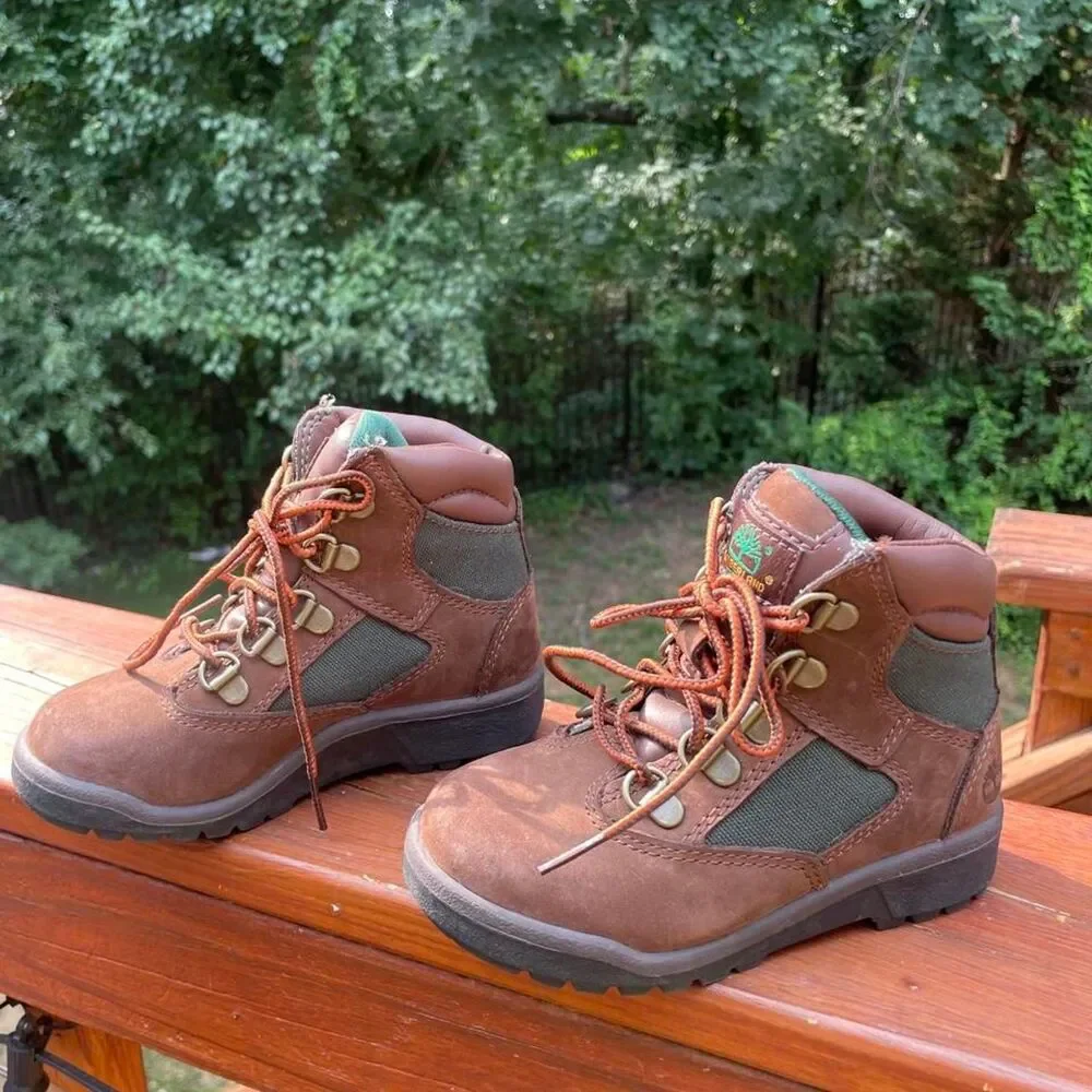Timberland  Youth 10 Feild Boots Brown Green/ Olive Waterproof Boots